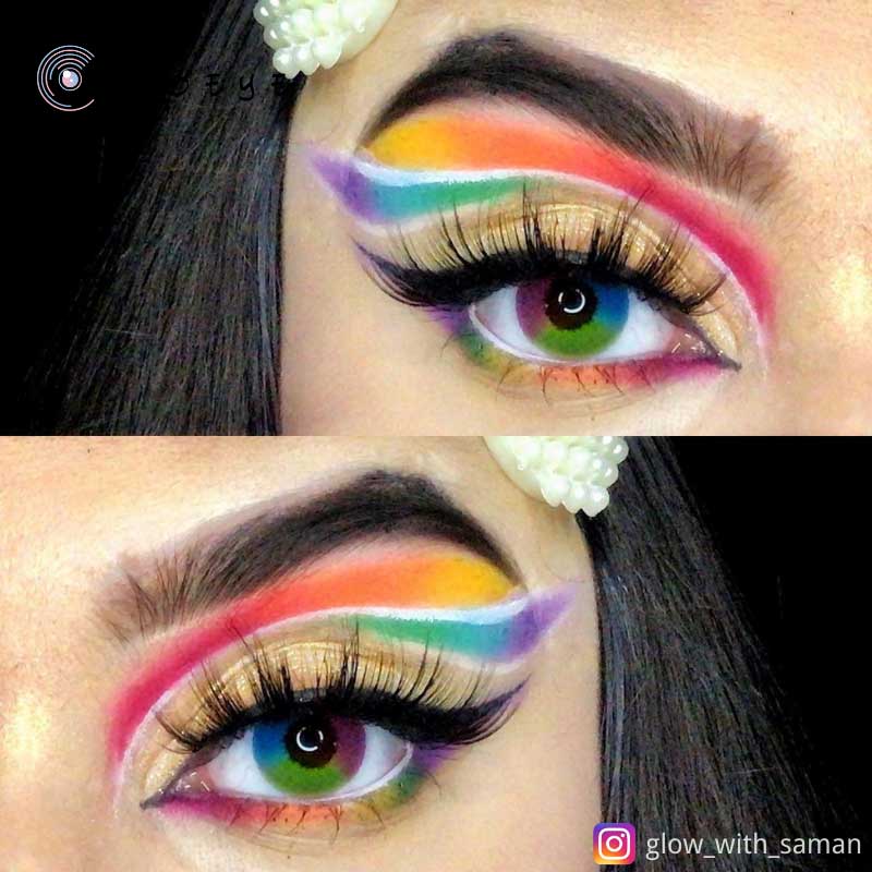 Multi Rainbow Halloween Contact Lenses Yearly
